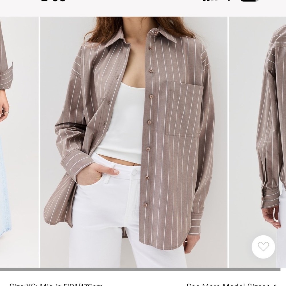 Good American Oversized Striped Button Down Shirt- NWT
